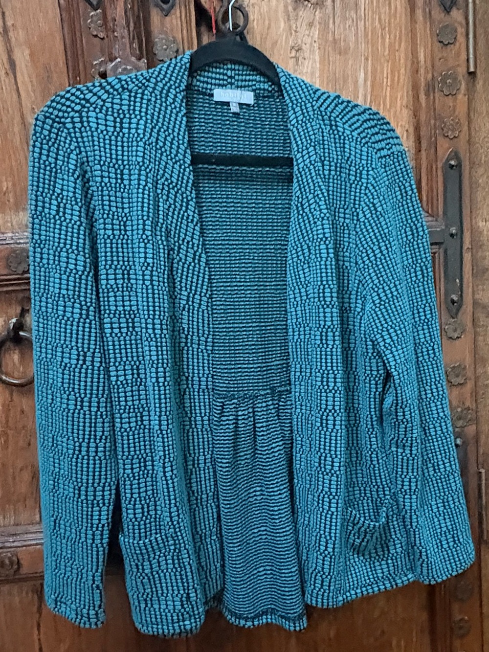 Habitat Teal Textured Open-Front Women's Jacket Sz M EUC